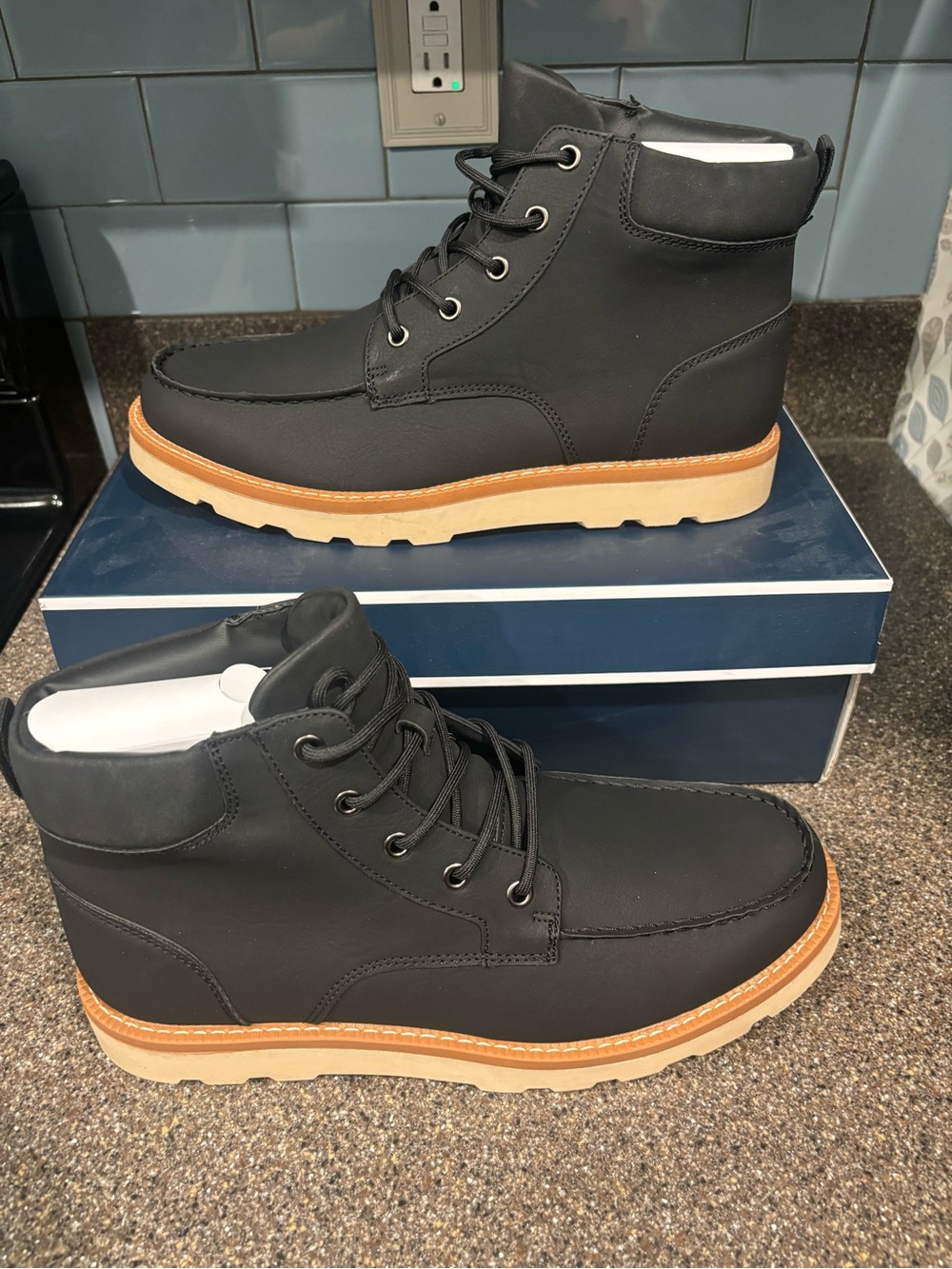 Club Room Black Chukka Boots with Tan Crepe Sole